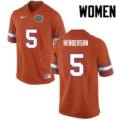 Women's Florida Gators #5 CJ Henderson NCAA Nike Orange Authentic Stitched College Football Jersey XXG4362PK